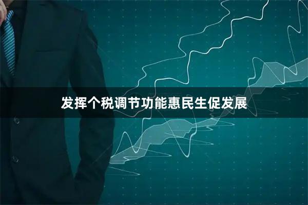 发挥个税调节功能惠民生促发展